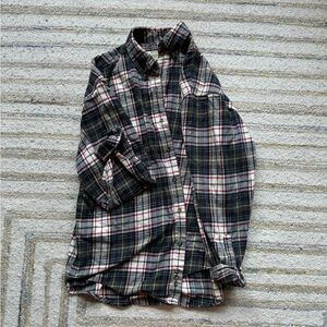 Eddie Bauer Navy Plaid Button Down Flannel